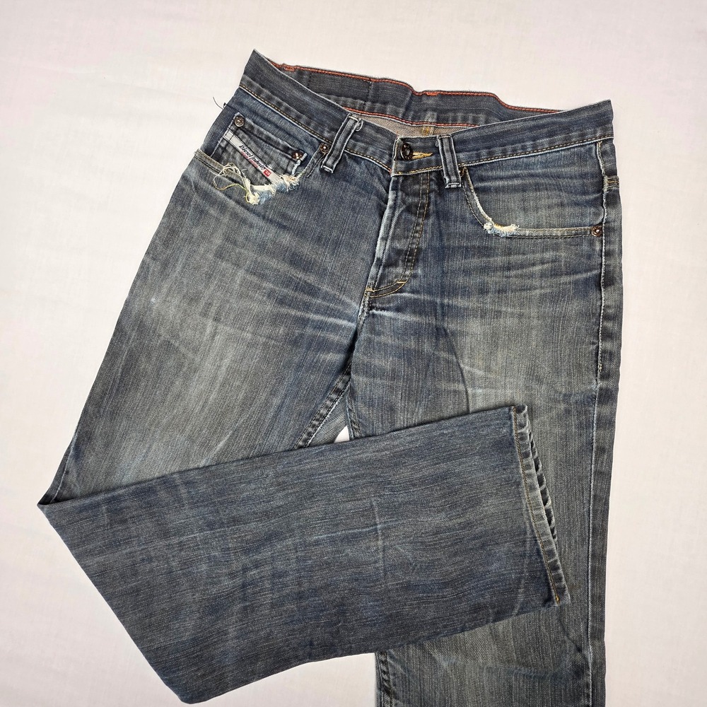 Diesel Industry Mens Straight Leg Distressed Blue Denim Jeans Size 30x31